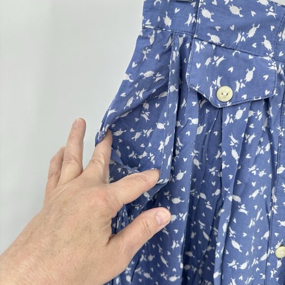 vintage 80s HIGH WAISTED FULL SKIRT midi button front mom floral boho academic S - Picture 6 of 9